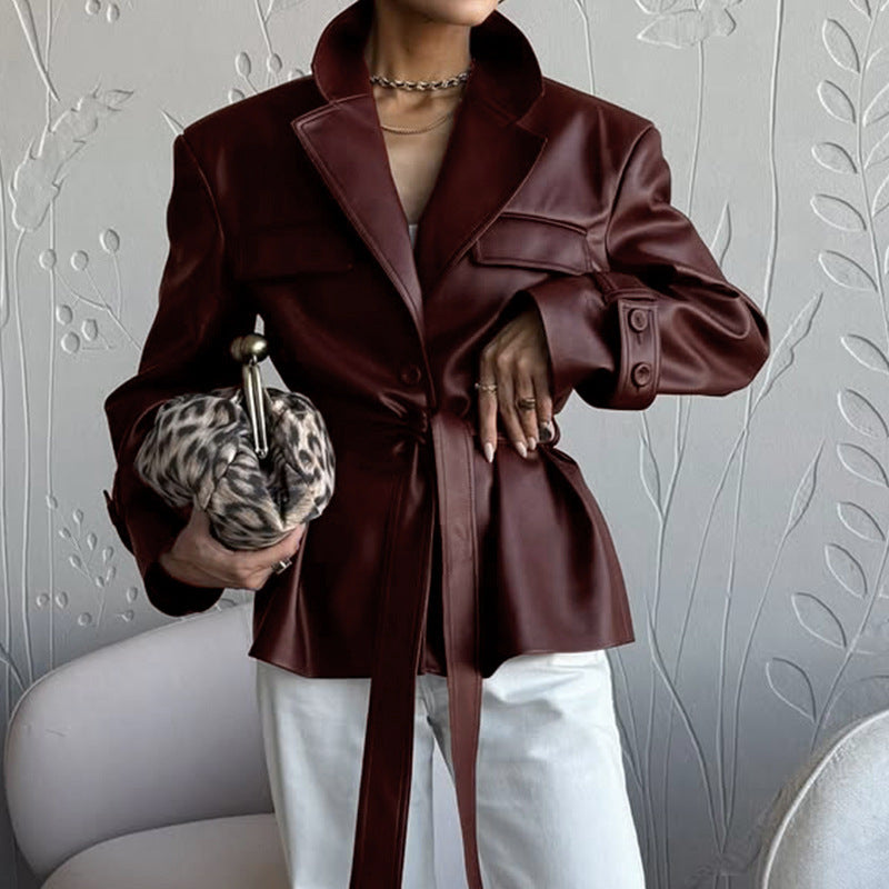 Burgundy Leather Blazer