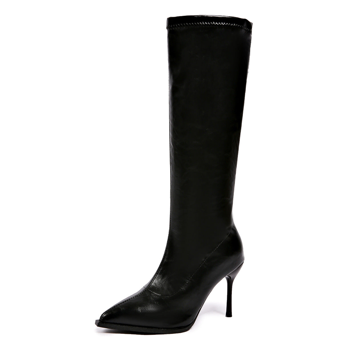 Textured Leather-Effect Below Knee Length Boots - 3 Heel Styles