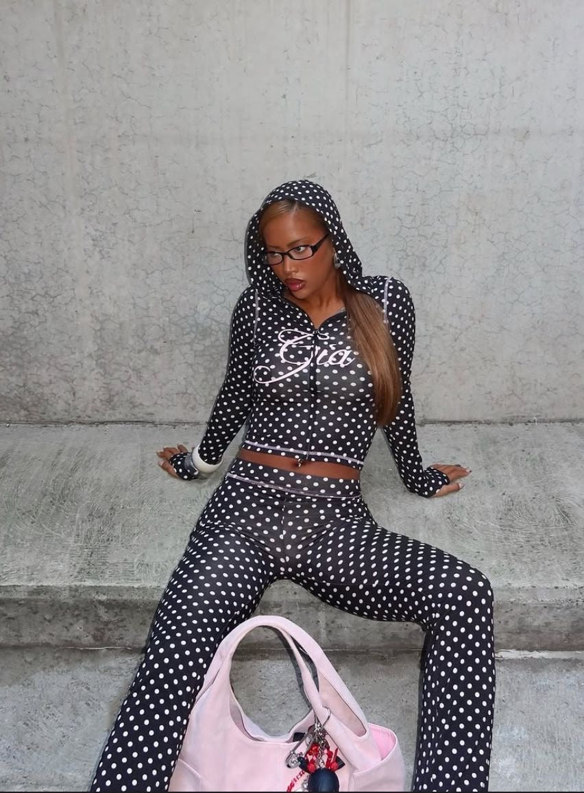 Printed Hooded Flare Tracksuit Set