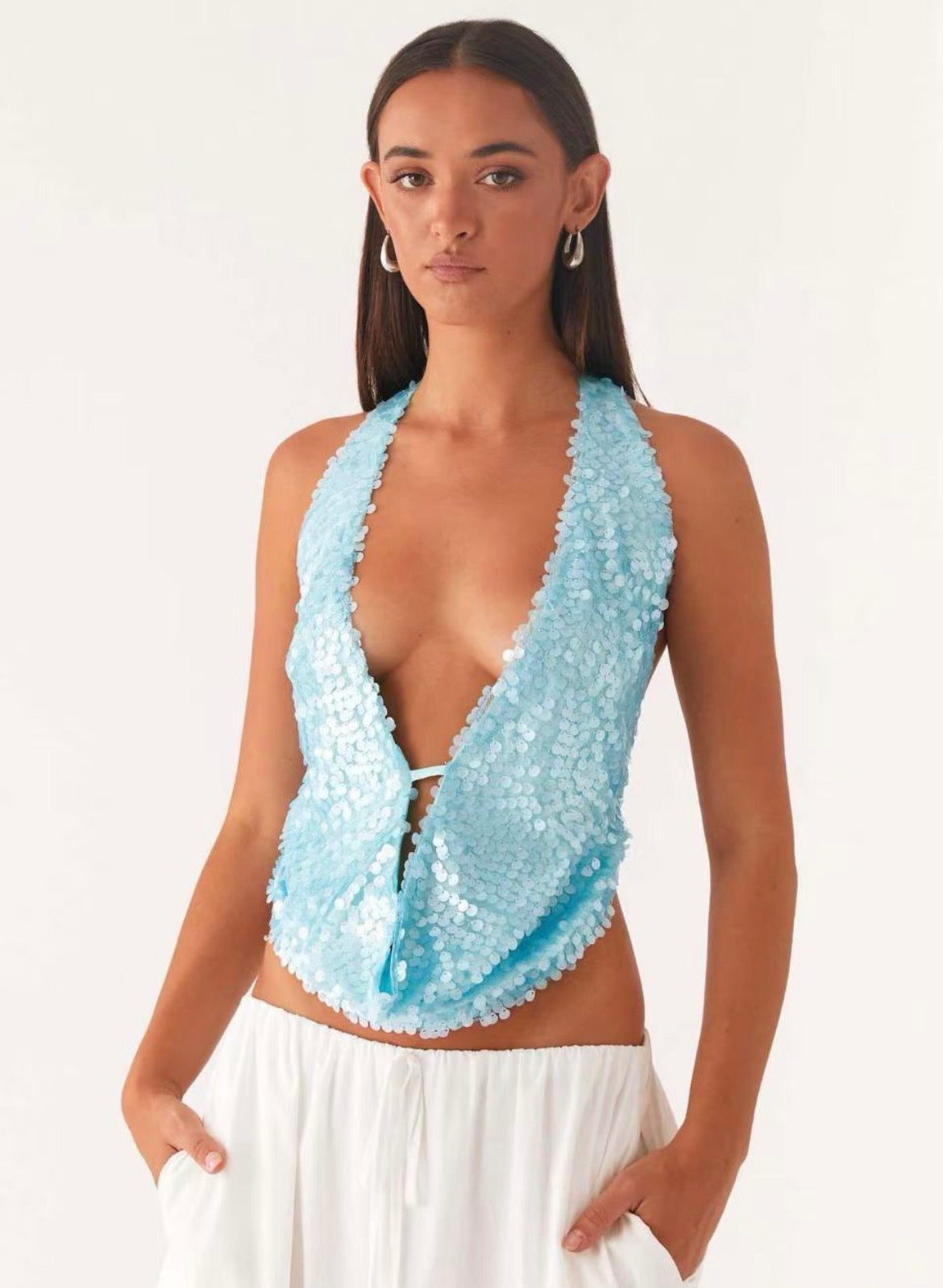 Starlight Sequin Halter Neck Top