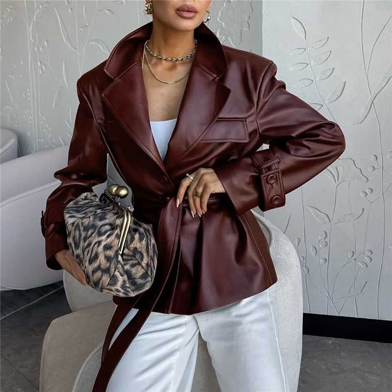 Burgundy Leather Blazer