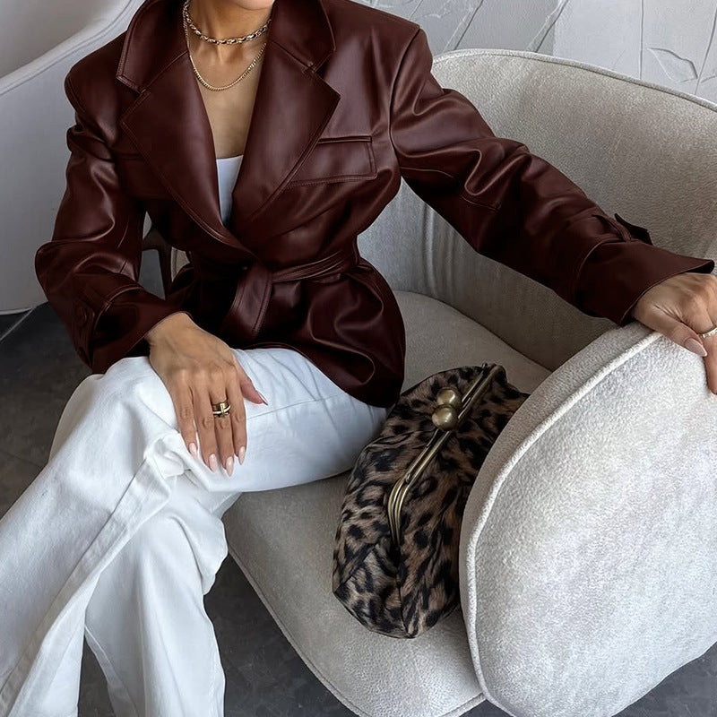 Burgundy Leather Blazer
