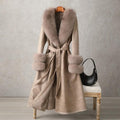 Full-Length Plush Faux Fur Coat with Fur Collar