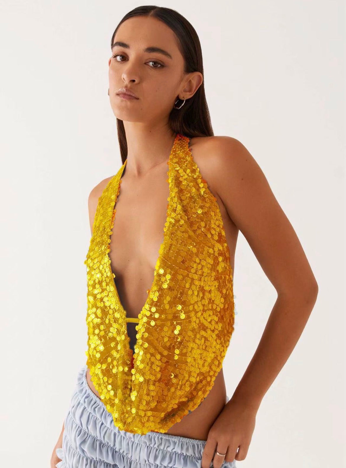Starlight Sequin Halter Neck Top