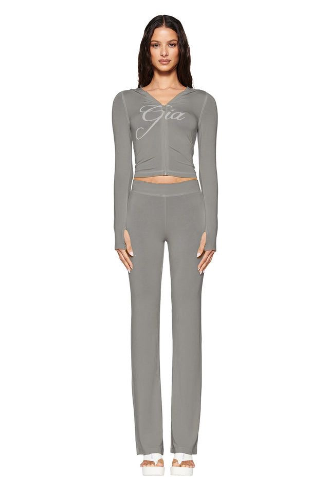 Printed Hooded Flare Tracksuit Set