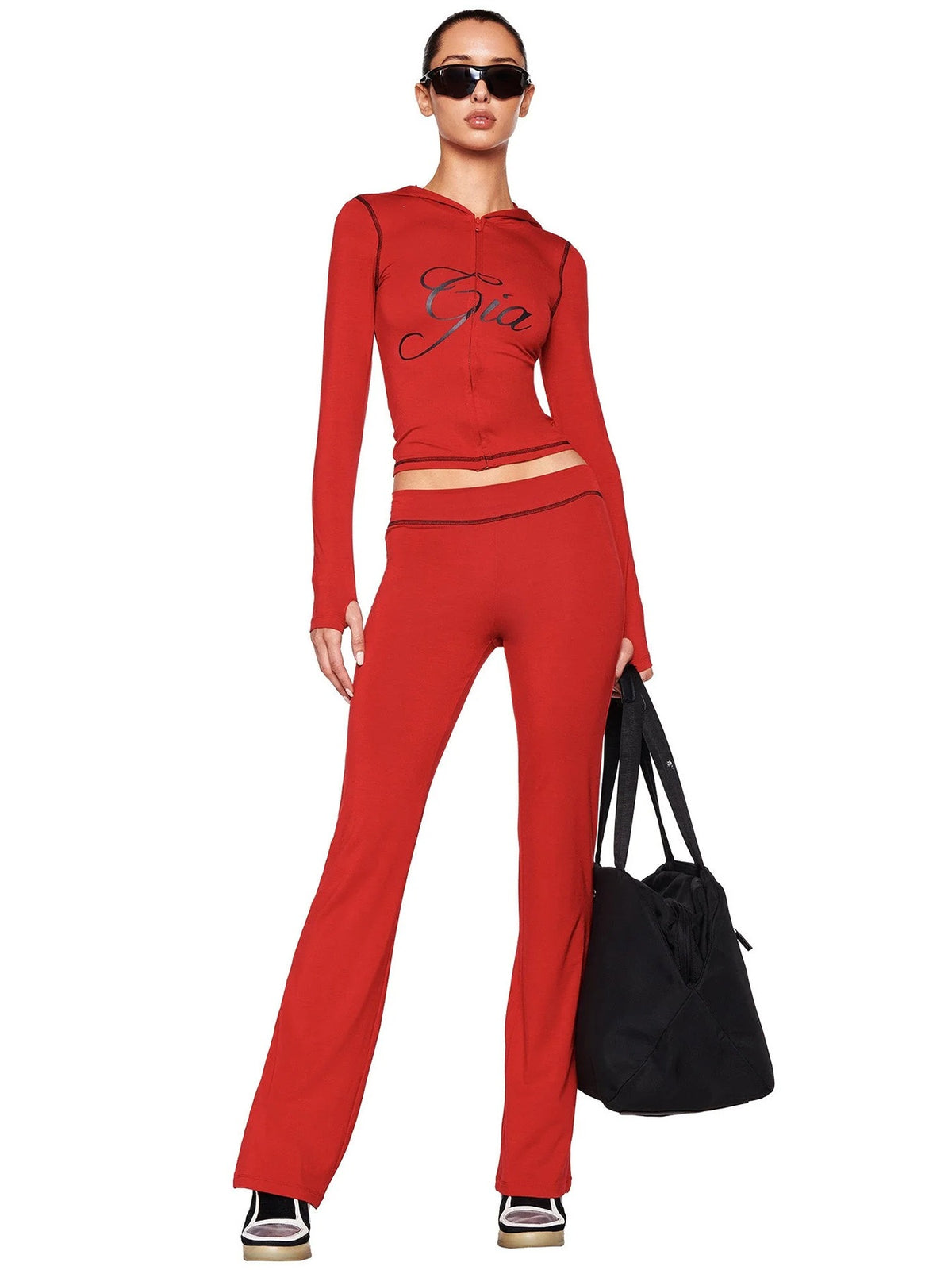 Printed Hooded Flare Tracksuit Set