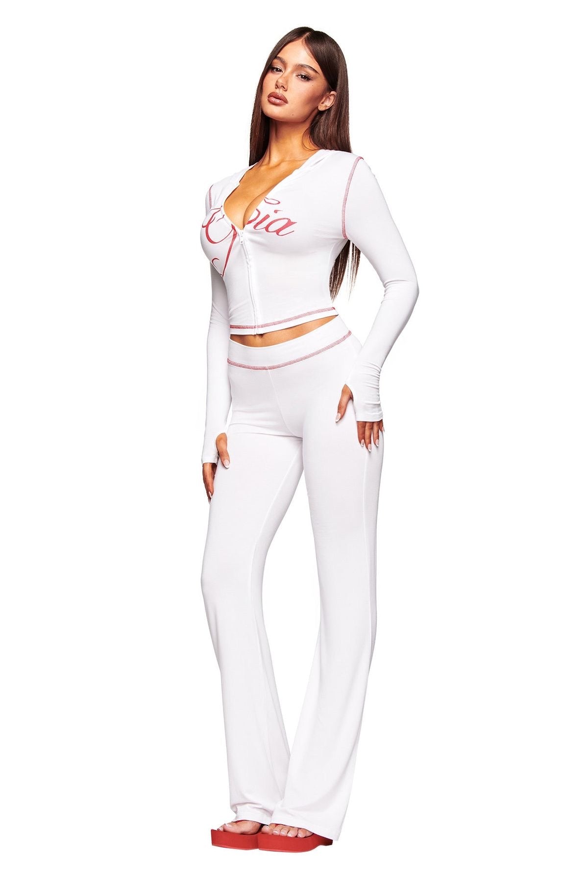 Printed Hooded Flared Tracksuit Set