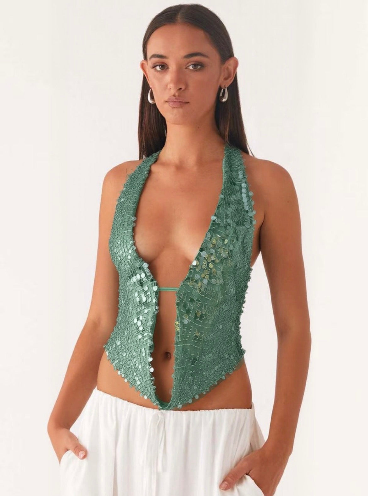 Starlight Sequin Halter Neck Top