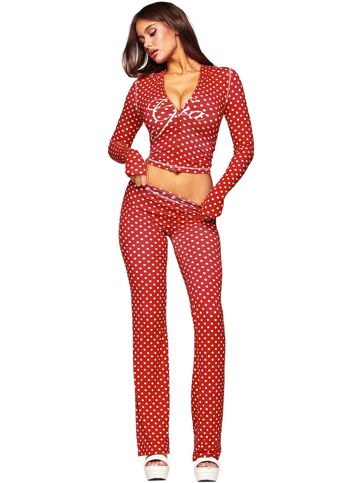 Printed Hooded Flare Tracksuit Set