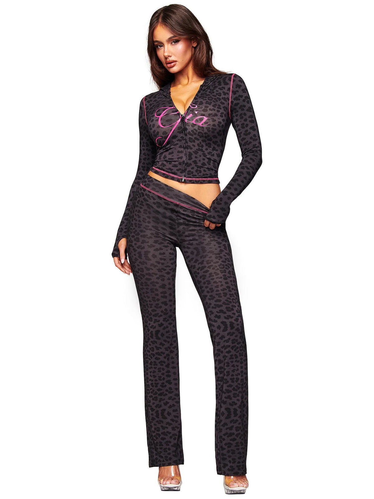Printed Hooded Flared Tracksuit Set